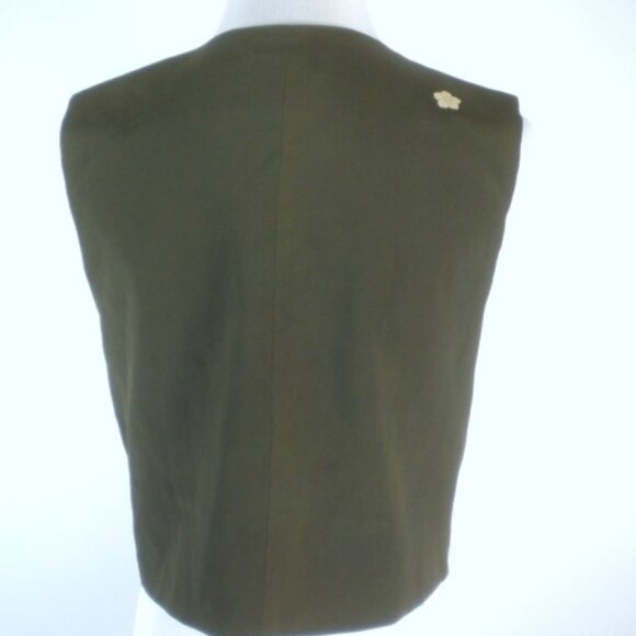 MAX & MABEL VINTAGE KIMONO VEST..olive brown gold floral S button up sleeveless - Picture 5 of 7